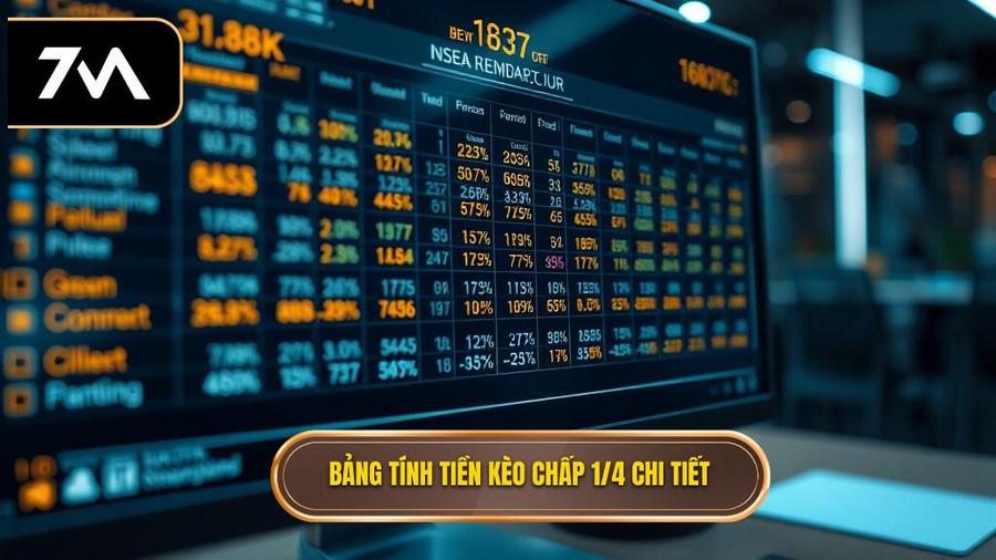 Bảng tính tiền chi tiết cho Kèo chấp 1/4 (0.25)